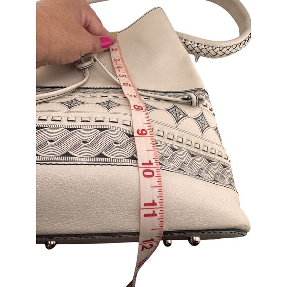 Brighton Ferrara Levia Lorenza Vallera Bucket White Leather Shoulder Bag Braided - Picture 11 of 16